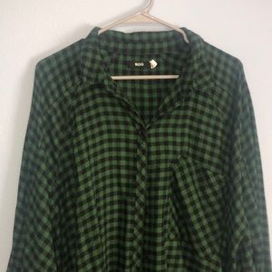 Oversized Green Button-down Flannel Large